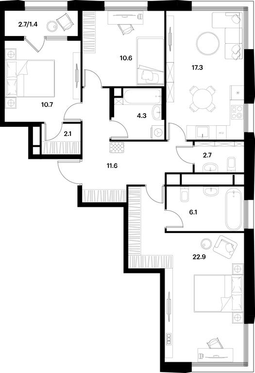 Продажа 2-комн. квартиры, 89,7 м² в ЖК «Алия (Alia)», Лётная улица, 95Бк2, Москва, Россия #1
