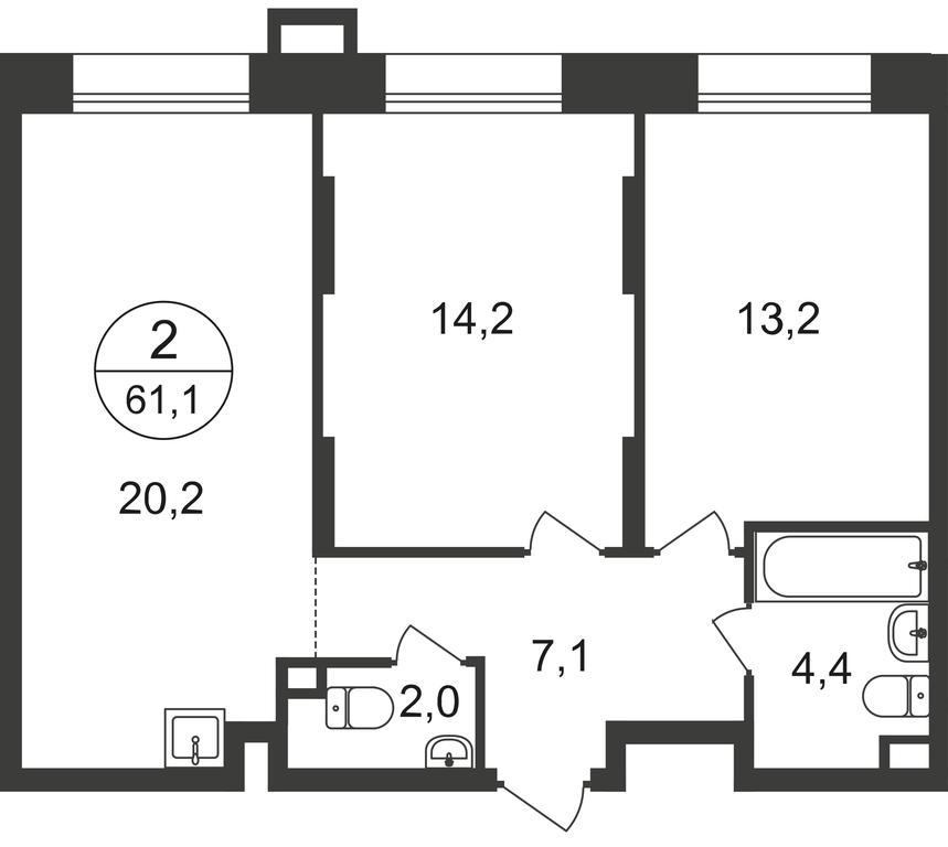 2-BD Apartment Sale, 61.1 sq. m. at Pervyi Moskovskiy, ulitsa Bianki, 1, Moskovskiy, Moscow, Russia #2 2-BD Apartment Sale, 61.1 sq. m. at Pervyi Moskovskiy, ulitsa Bianki, 1, Moskovskiy, Moscow, Russia #2