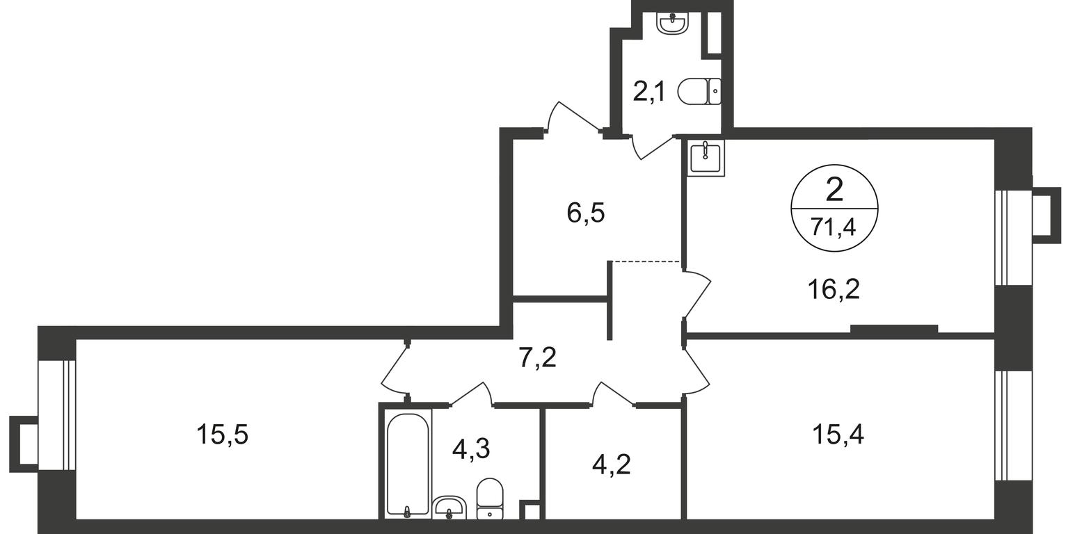 2-BD Apartment Sale, 71.4 sq. m. at Pervyi Moskovskiy, ulitsa Bianki, 1, Moskovskiy, Moscow, Russia #2 2-BD Apartment Sale, 71.4 sq. m. at Pervyi Moskovskiy, ulitsa Bianki, 1, Moskovskiy, Moscow, Russia #2