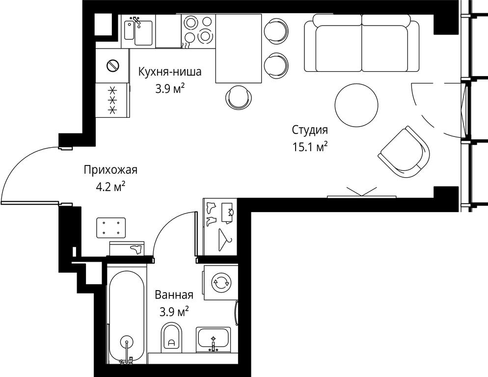 Apartment Sale, 27.1 sq. m. at Symphony 34, 2nd Khutorskaya Street, 38А, Moscow, Russia #2