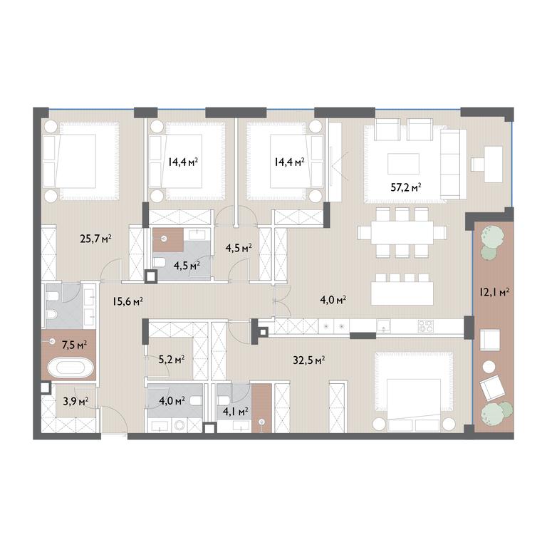 4-BD Apartment Sale, 210平方米 at Vishnevyi Sad, Mosfilmovskaya Street, 1А, Moscow, Russia #1