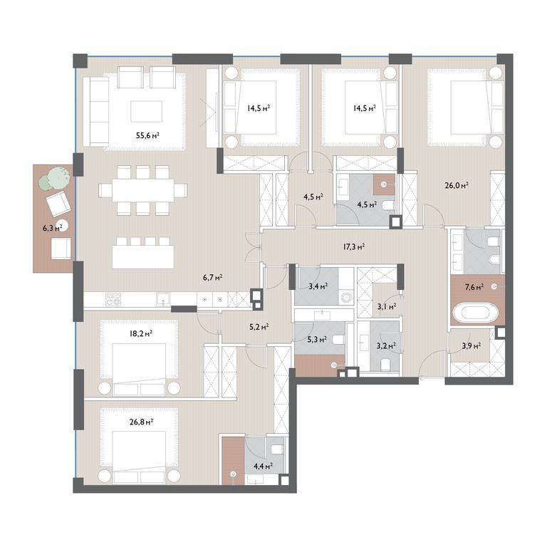 5-BD Apartment Sale, 231 sq. m. at Vishnevyi Sad, Mosfilmovskaya Street, 1А, Moscow, Russia #1 5-BD Apartment Sale, 231 sq. m. at Vishnevyi Sad, Mosfilmovskaya Street, 1А, Moscow, Russia #1