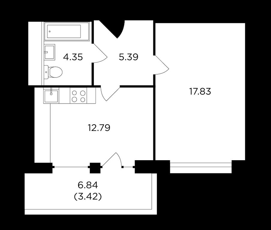 1-BD Apartment Sale, 44.7平方米 at RiverSky, Vostochnaya Street, 4Ак1, Moscow, Russia #1 1-BD Apartment Sale, 44.7平方米 at RiverSky, Vostochnaya Street, 4Ак1, Moscow, Russia #1