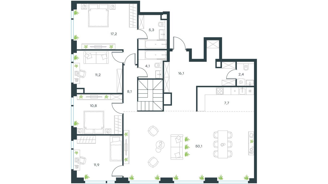 7-BD Apartment Sale, 248.4 sq. m. at Level Michurinskiy, Озёрная улица, вл1, Москва, Россия #1