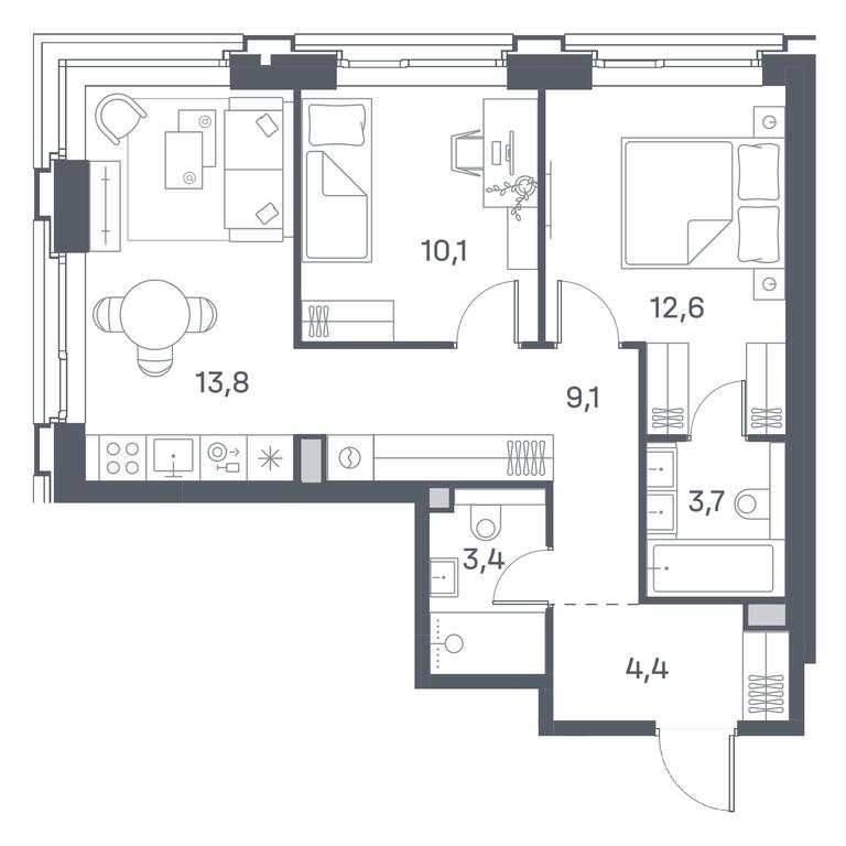 2-BD Apartment Sale, 57.1 sq. m. at Portland, Yuzhnoportovaya Street, 42с5, Moscow, Russia #1 2-BD Apartment Sale, 57.1 sq. m. at Portland, Yuzhnoportovaya Street, 42с5, Moscow, Russia #1