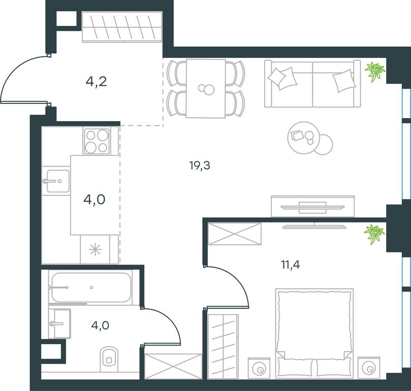 1-BD Apartment Sale, 42.9平方米 at Level Michurinskiy, Озёрная улица, вл1, Москва, Россия #2 1-BD Apartment Sale, 42.9平方米 at Level Michurinskiy, Озёрная улица, вл1, Москва, Россия #2