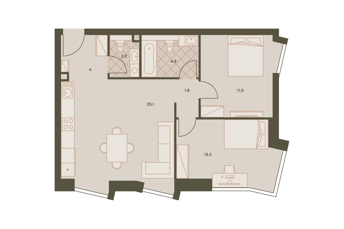 2-BD Apartment Sale, 63.5 sq. m. at Eniteo, Dmitriya Ulyanova Street, 45, Moscow, Russia #1 2-BD Apartment Sale, 63.5 sq. m. at Eniteo, Dmitriya Ulyanova Street, 45, Moscow, Russia #1