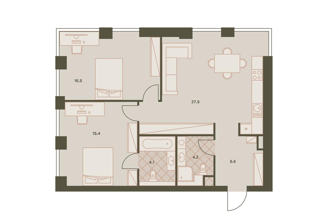 2-BD Apartment Sale, 73.5 sq. m. at Eniteo, Dmitriya Ulyanova Street, 45, Moscow, Russia #1 2-BD Apartment Sale, 73.5 sq. m. at Eniteo, Dmitriya Ulyanova Street, 45, Moscow, Russia #1
