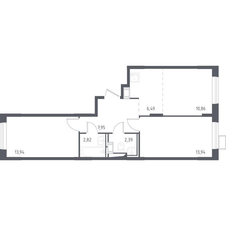 1-BD Apartment Sale, 57.5平方米 at Alkhimovo, Ryazanovskoe Highway, 31к1, Moscow, Russia #1