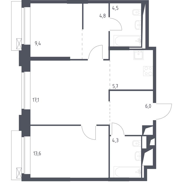 2-BD Apartment Sale, 92.82平方米 at Vereiskaya 41, Vereyskaya Street, 41, Moscow, Russia #1 2-BD Apartment Sale, 92.82平方米 at Vereiskaya 41, Vereyskaya Street, 41, Moscow, Russia #1