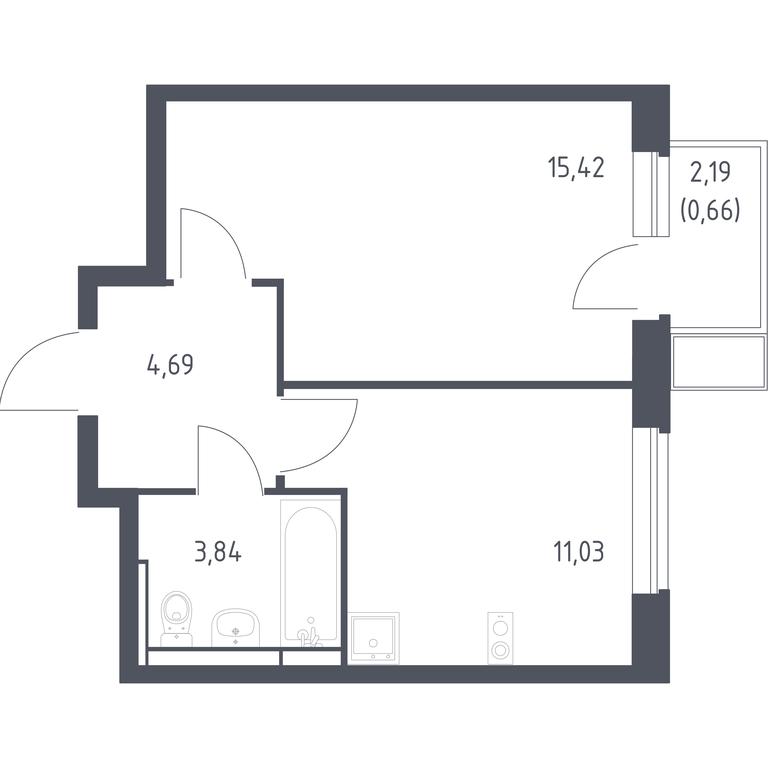 Apartment Sale, 35.64 sq. m. at Novoe Vidnoe, Kalinovka Village, Leninskiy City District, Moscow Region, Russia #1