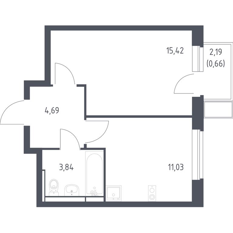 Apartment Sale, 35.64平方米 at Novoe Vidnoe, Kalinovka Village, Leninskiy City District, Moscow Region, Russia #1