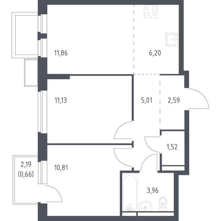 Продажа 1-комн. квартиры, 53,74 м² в ЖК «Новое Видное», деревня Калиновка, Ленинский городской округ, Московская область, Россия #1 Продажа 1-комн. квартиры, 53,74 м² в ЖК «Новое Видное», деревня Калиновка, Ленинский городской округ, Московская область, Россия #1