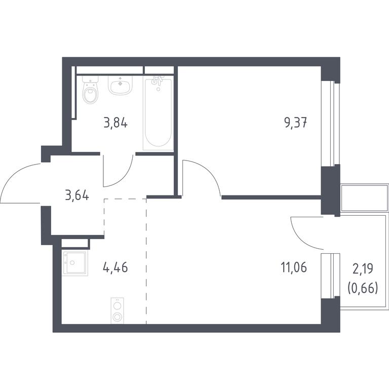Apartment Sale, 33.03 sq. m. at Novoe Vidnoe, Kalinovka Village, Leninskiy City District, Moscow Region, Russia #1