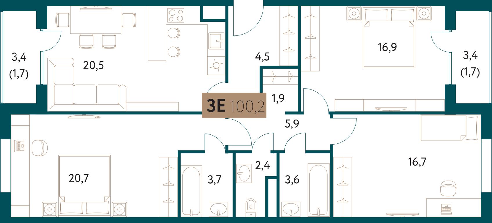 3-BD Apartment Sale, 100.4 sq. m. at Nastoiashchee, Vinnitskaya Street, 8к1, Moscow, Russia #1