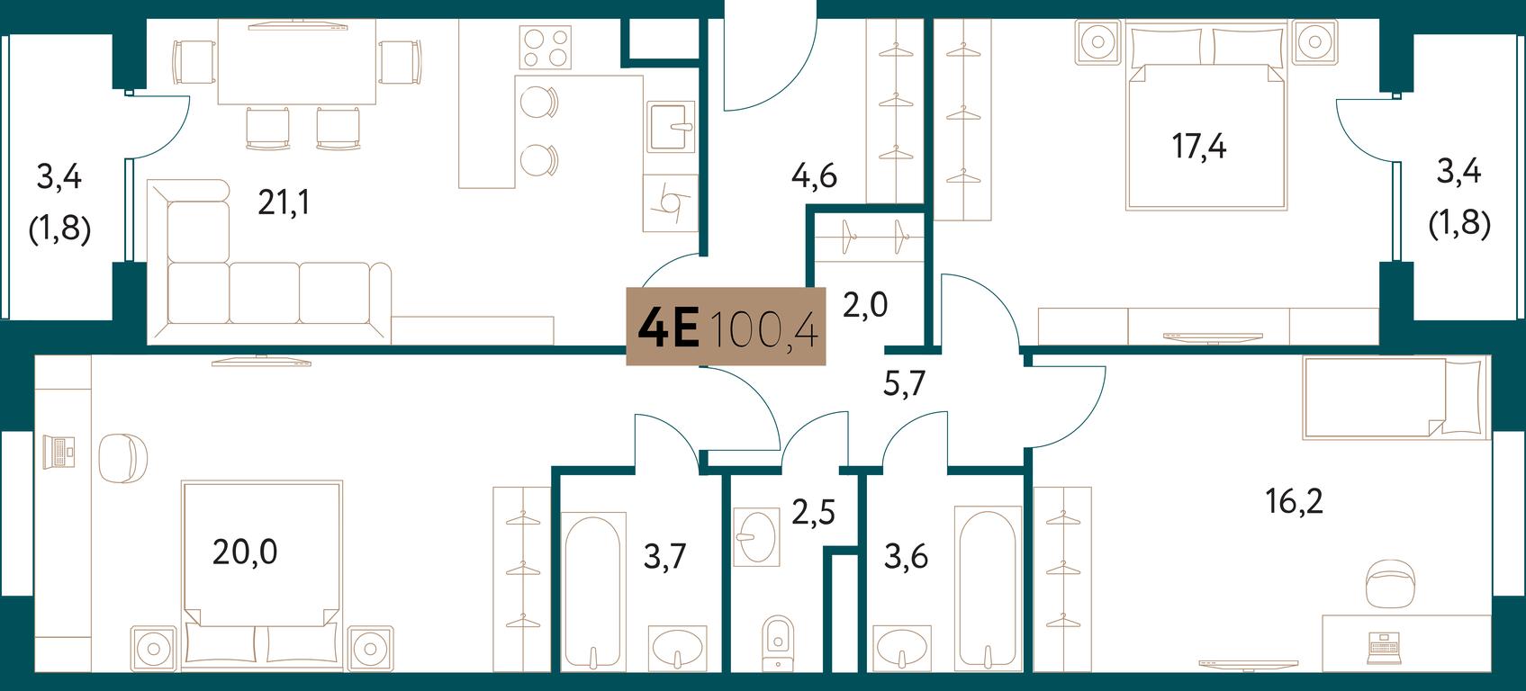 3-BD Apartment Sale, 100.4 sq. m. at Nastoiashchee, Vinnitskaya Street, 8к1, Moscow, Russia #2