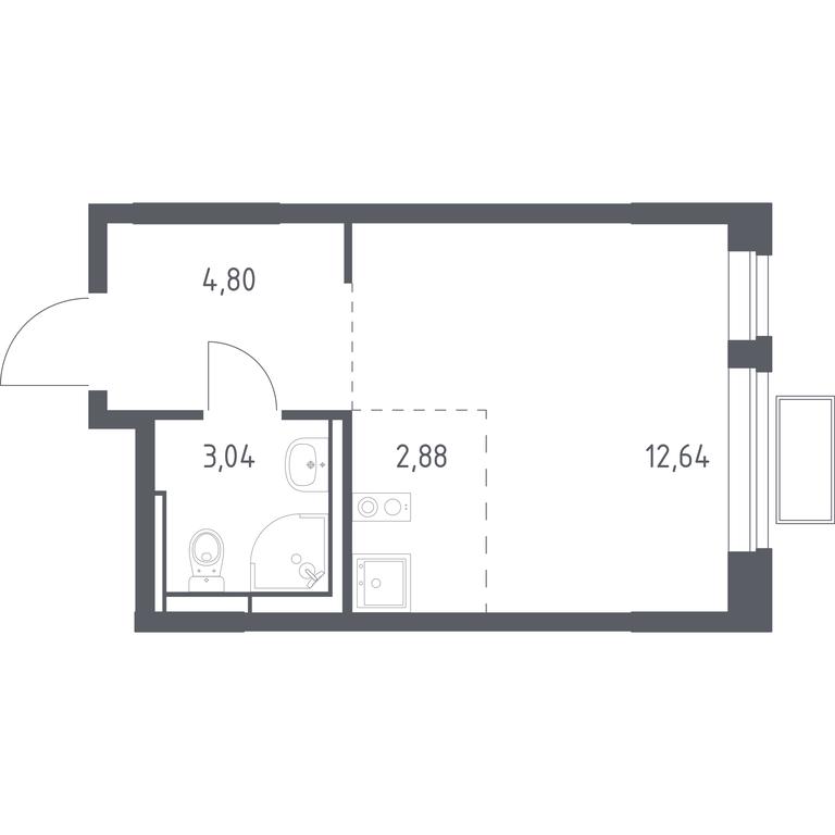 Apartment Sale, 23.36 sq. m. at Novoe Vidnoe, Kalinovka Village, Leninskiy City District, Moscow Region, Russia #1