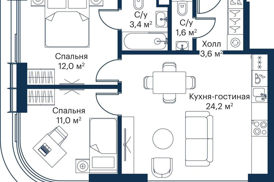 2-BD Apartment Sale, 54.61 sq. m. at City Bay, Volokolamskoye Highway, 95с3, Moscow, Russia #2 2-BD Apartment Sale, 54.61 sq. m. at City Bay, Volokolamskoye Highway, 95с3, Moscow, Russia #2