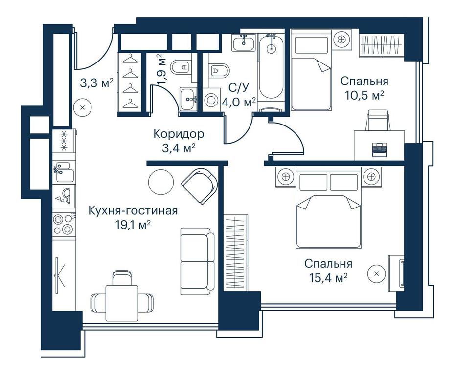 2-BD Apartment Sale, 58.5 sq. m. at City Bay, Volokolamskoye Highway, 95с3, Moscow, Russia #1 2-BD Apartment Sale, 58.5 sq. m. at City Bay, Volokolamskoye Highway, 95с3, Moscow, Russia #1