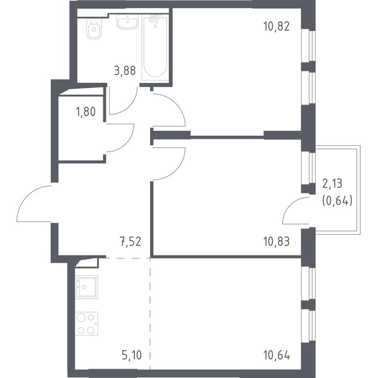 1-BD Apartment Sale, 51.23平方米 at Ostafevo, Ostafyevskoe Highway, 12к1, Ryazanovskoe Settlement, Moscow, Russia #1 1-BD Apartment Sale, 51.23平方米 at Ostafevo, Ostafyevskoe Highway, 12к1, Ryazanovskoe Settlement, Moscow, Russia #1