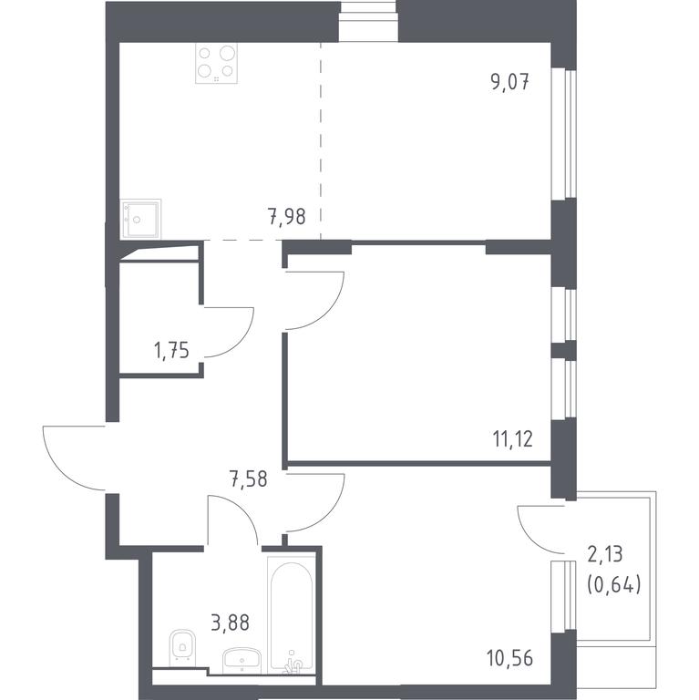 1-BD Apartment Sale, 52.58 sq. m. at Ostafevo, Ostafyevskoe Highway, 12к1, Ryazanovskoe Settlement, Moscow, Russia #1 1-BD Apartment Sale, 52.58 sq. m. at Ostafevo, Ostafyevskoe Highway, 12к1, Ryazanovskoe Settlement, Moscow, Russia #1