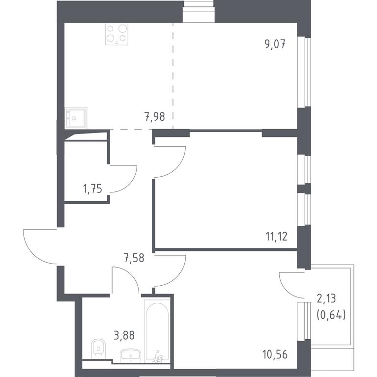 Продажа 2-комн. квартиры, 52,58 м² в ЖК «Остафьево», Остафьевское шоссе, 12к1, поселение Рязановское, Москва, Россия #1