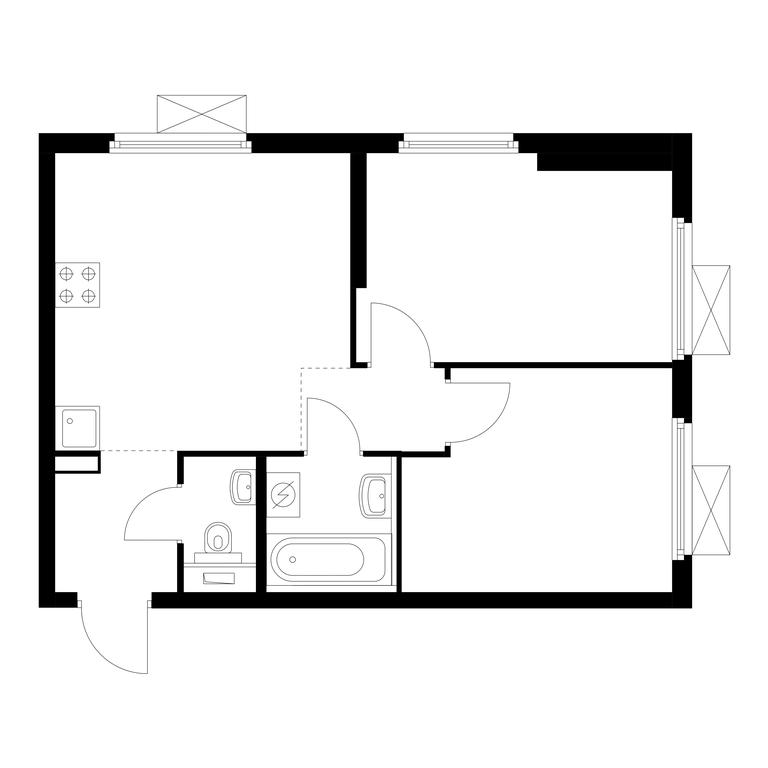 2-BD Apartment Sale, 46.52平方米 at Pervyi Dubrovskiy, Novoostapovskaya Street, 1с4, Moscow, Russia #1