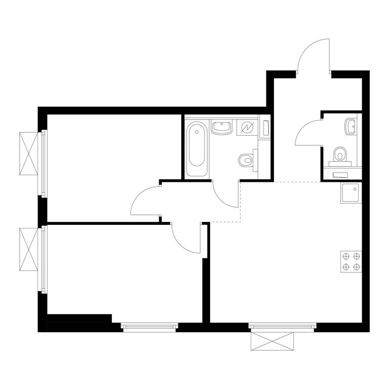 2-BD Apartment Sale, 50.91 sq. m. at Pervyi Dubrovskiy, Novoostapovskaya Street, 1с4, Moscow, Russia #1