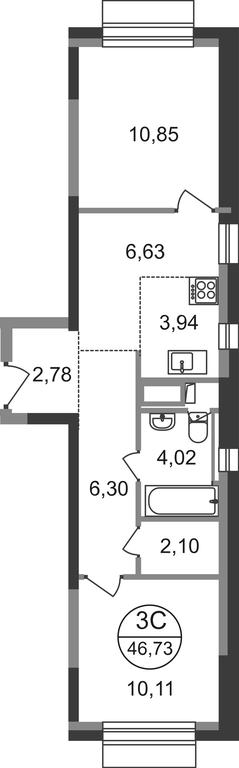 Продажа 3-комн. квартиры, 46,73 м² в ЖК «Новоград Павлино», Косинское шоссе, 2, микрорайон Новое Павлино, Балашиха, Московская область, Россия #1