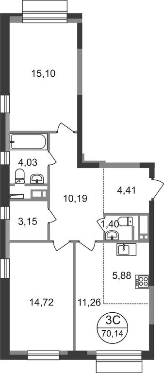 3-BD Apartment Sale, 70.14平方米 at Novograd Pavlino, Kosinskoye shosse, 2, Novoye Pavlino Microdistrict, Balashikha, Moscow Region, Russia #1 3-BD Apartment Sale, 70.14平方米 at Novograd Pavlino, Kosinskoye shosse, 2, Novoye Pavlino Microdistrict, Balashikha, Moscow Region, Russia #1