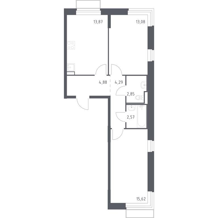 1-BD Apartment Sale, 57.16平方米 at Kvartal Marino, kvartal № 175, 1с1, Filimonkovskoye Municipal Formation, Moscow, Russia #1 1-BD Apartment Sale, 57.16平方米 at Kvartal Marino, kvartal № 175, 1с1, Filimonkovskoye Municipal Formation, Moscow, Russia #1