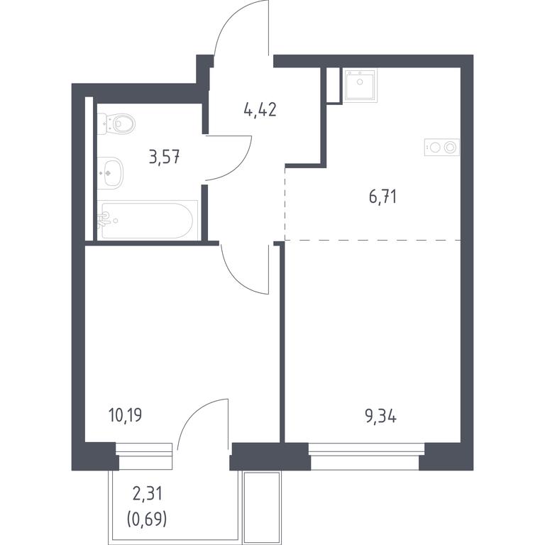 Apartment Sale, 34.92平方米 at Kvartal Marino, kvartal № 175, 1с1, Filimonkovskoye Municipal Formation, Moscow, Russia #1
