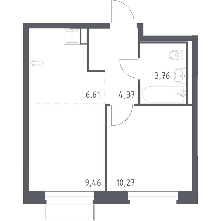 Apartment Sale, 34.47平方米 at Kvartal Marino, kvartal № 175, 1с1, Filimonkovskoye Municipal Formation, Moscow, Russia #1