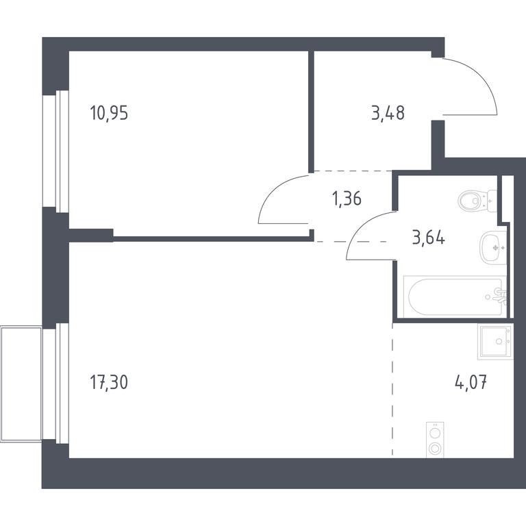 1-BD Apartment Sale, 40.8 sq. m. at Kvartal Marino, kvartal № 175, 1с1, Filimonkovskoye Municipal Formation, Moscow, Russia #1