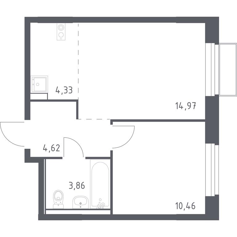 Apartment Sale, 38.24平方米 at Kvartal Marino, kvartal № 175, 1с1, Filimonkovskoye Municipal Formation, Moscow, Russia #1