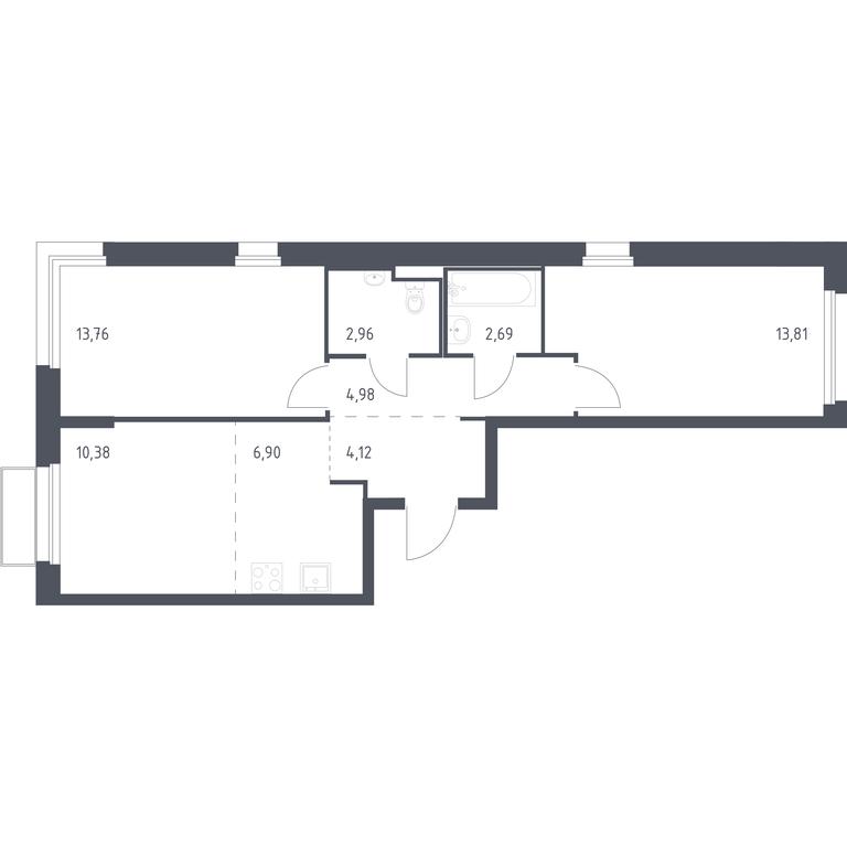 1-BD Apartment Sale, 59.6 sq. m. at Kvartal Marino, kvartal № 175, 1с1, Filimonkovskoye Municipal Formation, Moscow, Russia #1 1-BD Apartment Sale, 59.6 sq. m. at Kvartal Marino, kvartal № 175, 1с1, Filimonkovskoye Municipal Formation, Moscow, Russia #1