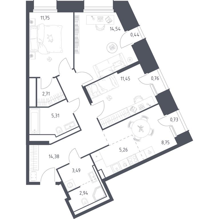 2-BD Apartment Sale, 82.51 sq. m. at Sputnik, Lipovoy Roschi Street, 1к4, derevnya Razdory, Odintsovskiy City District, Moscow Region, Russia #2 2-BD Apartment Sale, 82.51 sq. m. at Sputnik, Lipovoy Roschi Street, 1к4, derevnya Razdory, Odintsovskiy City District, Moscow Region, Russia #2