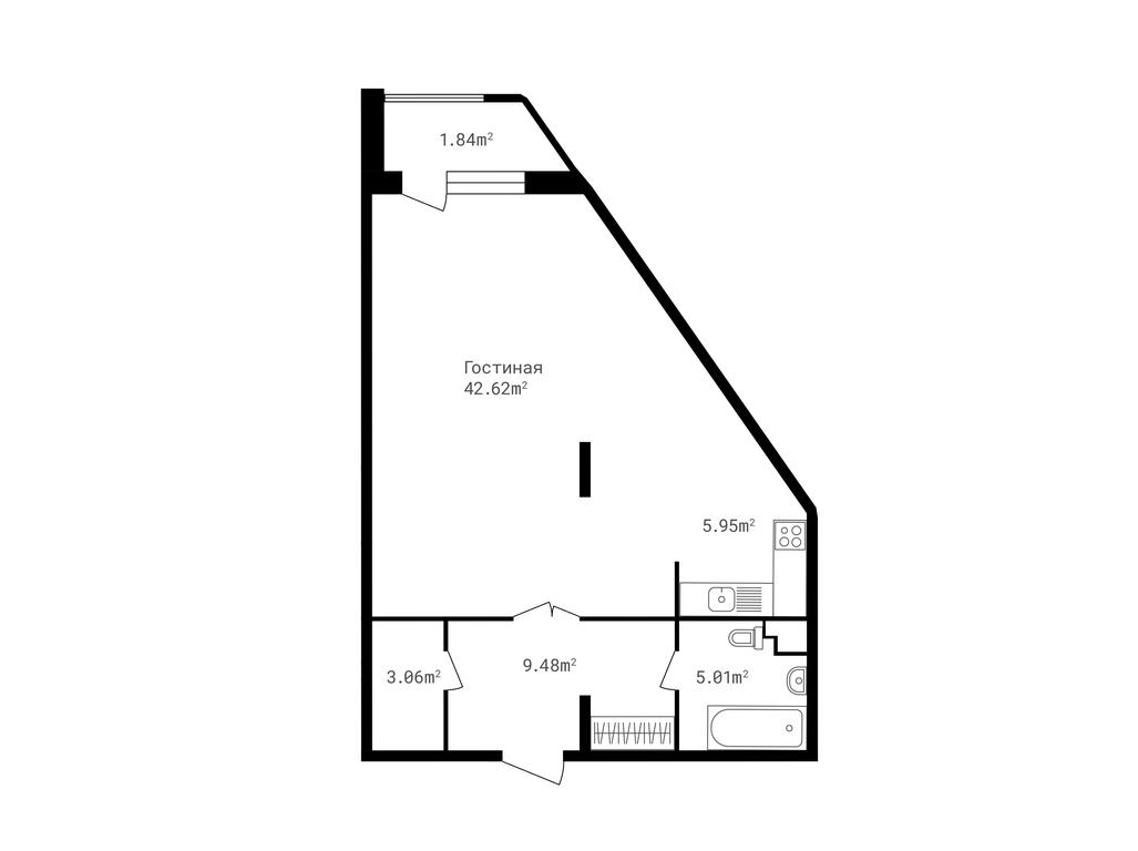 Apartment Sale, 68.2平方米 at Tochka Otschiota, derevnya Zhukovka, 53, Odintsovskiy City District, Moscow Region, Russia #1