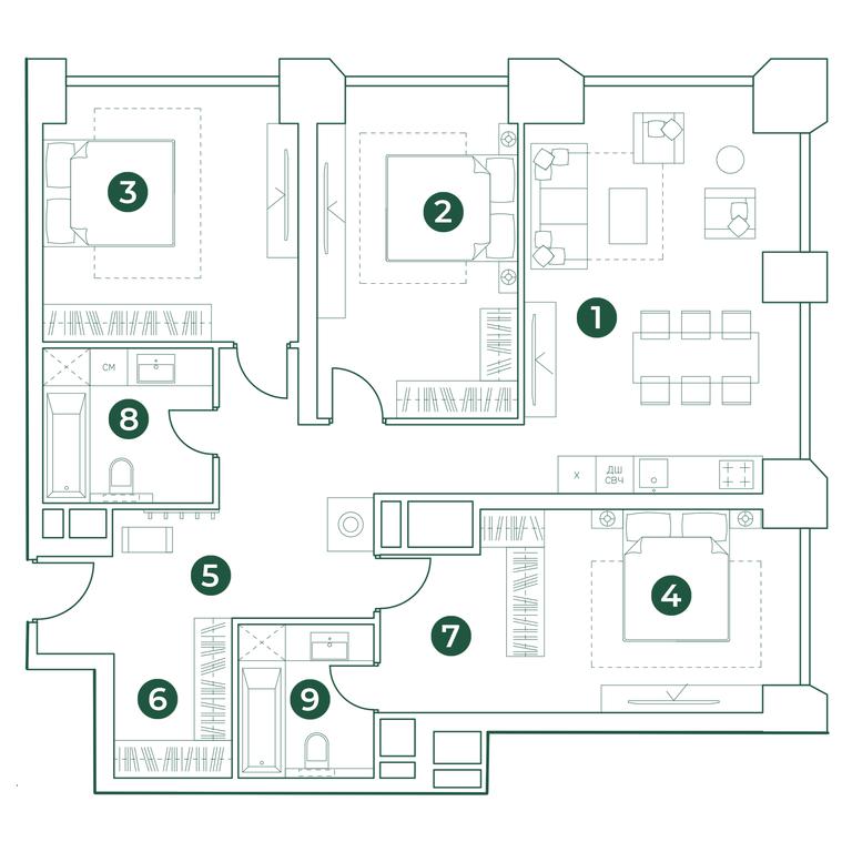 3-BD Apartment Sale, 113.7 sq. m. at Very, Botanicheskaya Street, 29, Moscow, Russia #1