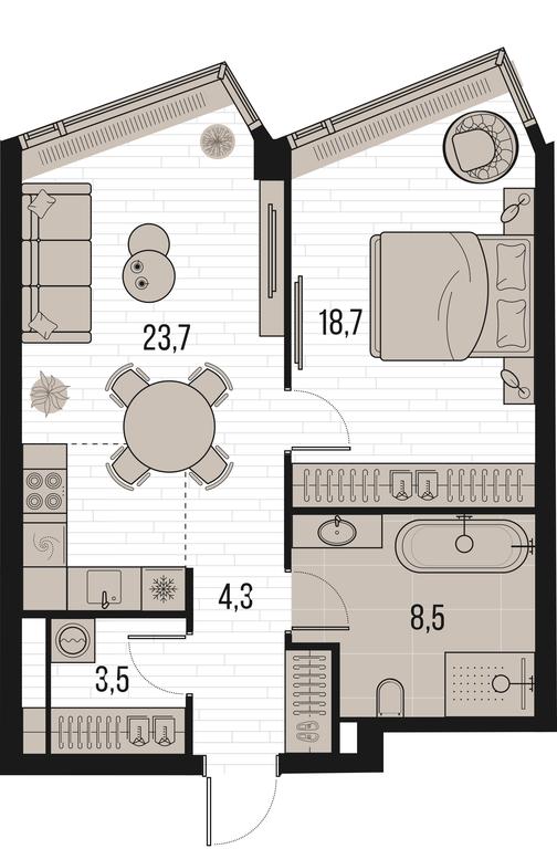 1-BD Apartment Sale, 59.6平方米 at High Life, Letnikovskaya Street, 11/10с1, Moscow, Russia #1 1-BD Apartment Sale, 59.6平方米 at High Life, Letnikovskaya Street, 11/10с1, Moscow, Russia #1