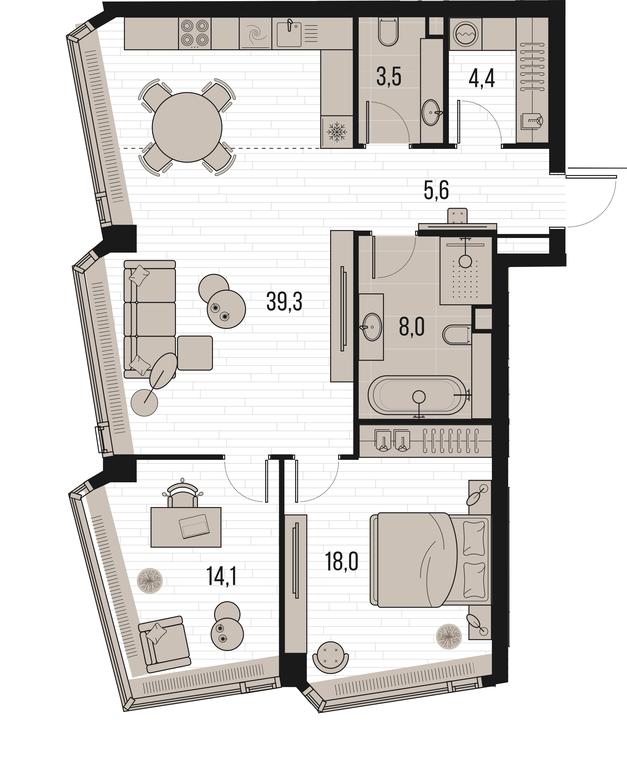 2-BD Apartment Sale, 94.2平方米 at High Life, Letnikovskaya Street, 11/10с1, Moscow, Russia #1 2-BD Apartment Sale, 94.2平方米 at High Life, Letnikovskaya Street, 11/10с1, Moscow, Russia #1