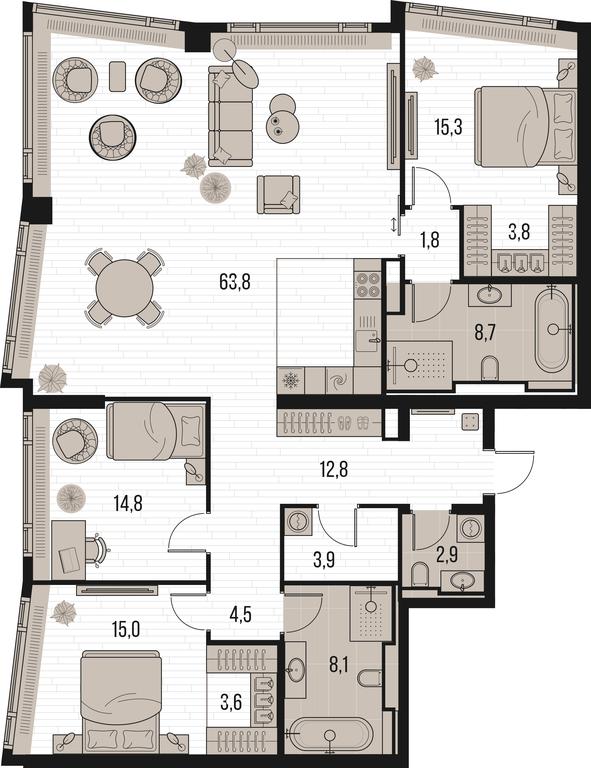 3-BD Apartment Sale, 159.9平方米 at High Life, Letnikovskaya Street, 11/10с1, Moscow, Russia #1 3-BD Apartment Sale, 159.9平方米 at High Life, Letnikovskaya Street, 11/10с1, Moscow, Russia #1