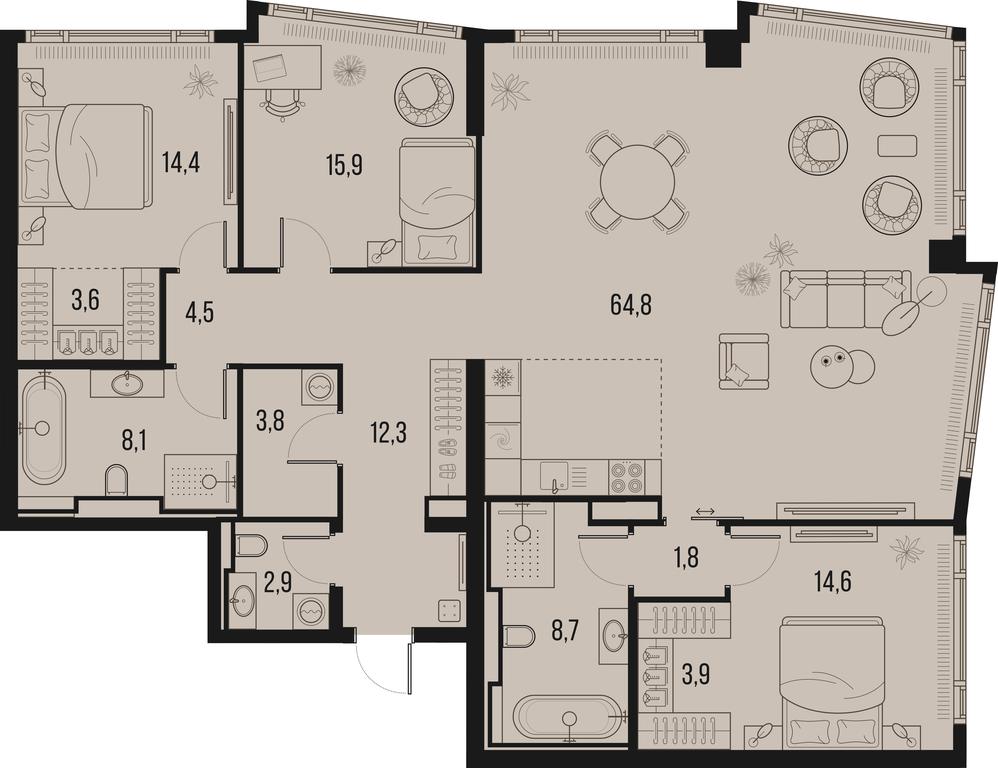 3-BD Apartment Sale, 159.3平方米 at High Life, Letnikovskaya Street, 11/10с1, Moscow, Russia #2 3-BD Apartment Sale, 159.3平方米 at High Life, Letnikovskaya Street, 11/10с1, Moscow, Russia #2