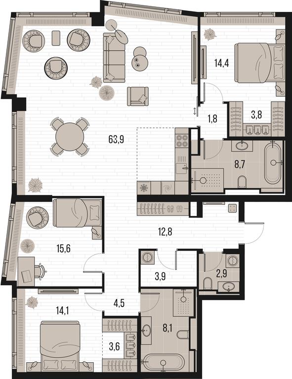 3-BD Apartment Sale, 159.3平方米 at High Life, Letnikovskaya Street, 11/10с1, Moscow, Russia #1 3-BD Apartment Sale, 159.3平方米 at High Life, Letnikovskaya Street, 11/10с1, Moscow, Russia #1