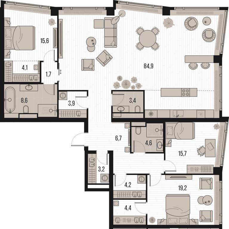 3-BD Apartment Sale, 187.3平方米 at High Life, Letnikovskaya Street, 11/10с1, Moscow, Russia #1