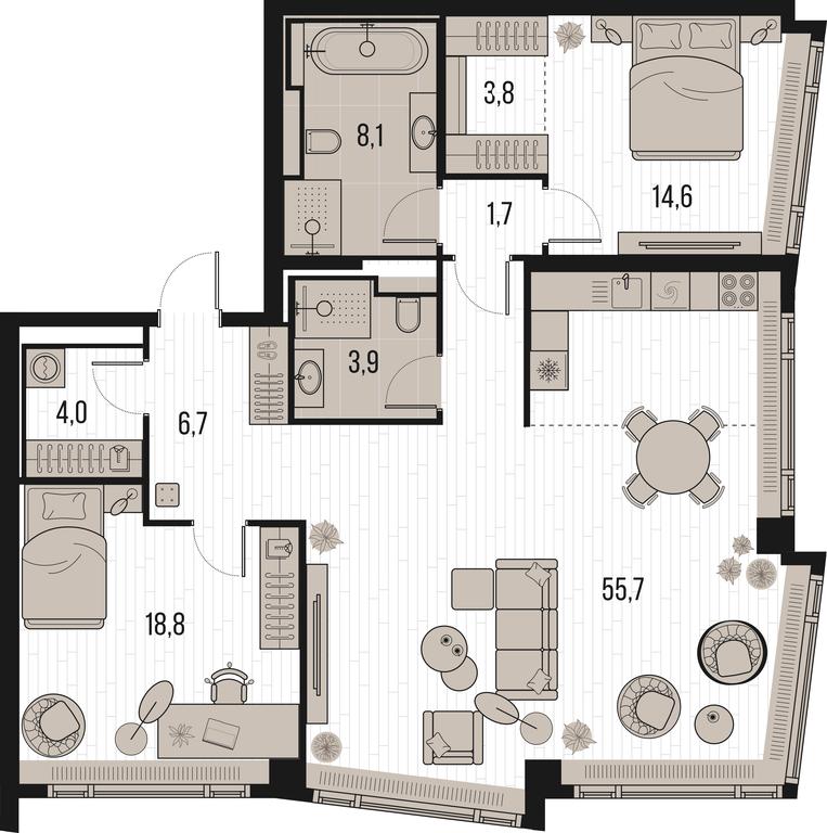 2-BD Apartment Sale, 119.3 sq. m. at High Life, Letnikovskaya Street, 11/10с1, Moscow, Russia #1 2-BD Apartment Sale, 119.3 sq. m. at High Life, Letnikovskaya Street, 11/10с1, Moscow, Russia #1