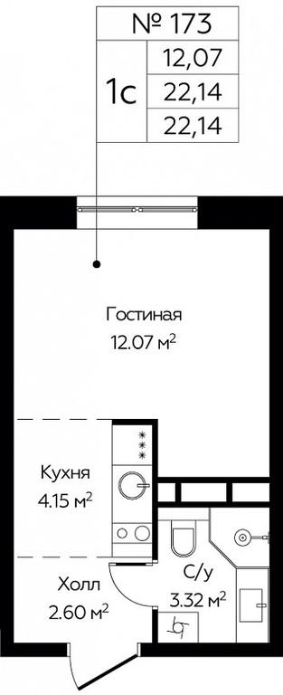 Apartment Sale, 22.14 sq. m. at Tsvetochnye Polyany City, kvartal № 165, Filimonkovskoye Municipal Formation, Moscow, Russia #1
