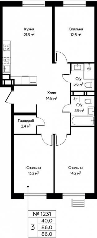 2-BD Apartment Sale, 86平方米 at Eko Bunino, prospekt Kuprina, 34к1, Sosenskoye Settlement, Moscow, Russia #1 2-BD Apartment Sale, 86平方米 at Eko Bunino, prospekt Kuprina, 34к1, Sosenskoye Settlement, Moscow, Russia #1
