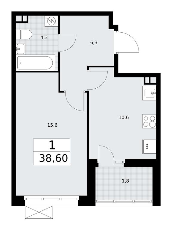 Apartment Sale, 38.6 sq. m. at Buninskie Kvartaly, Akademika Semyonova Street, 22, Moscow, Russia #1