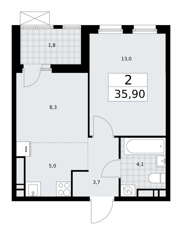 1-BD Apartment Sale, 35.9 sq. m. at Buninskie Kvartaly, Akademika Semyonova Street, 22, Moscow, Russia #2